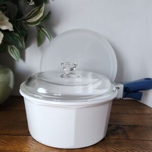 Princess House 1.5 Quart Nouveau Saucepan 3 piece with blue handle